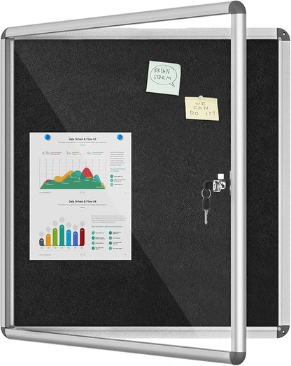 28"x26" Enclosed Bulletin Board, Lockable Weather-Resistant Aluminum Cork by MifuroOfficeProduct