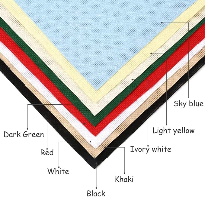 Caydo 8 Pieces Aida Cloth 8 Color 14 Count Classic Reserve Cross Stitch Fabric - Image 4