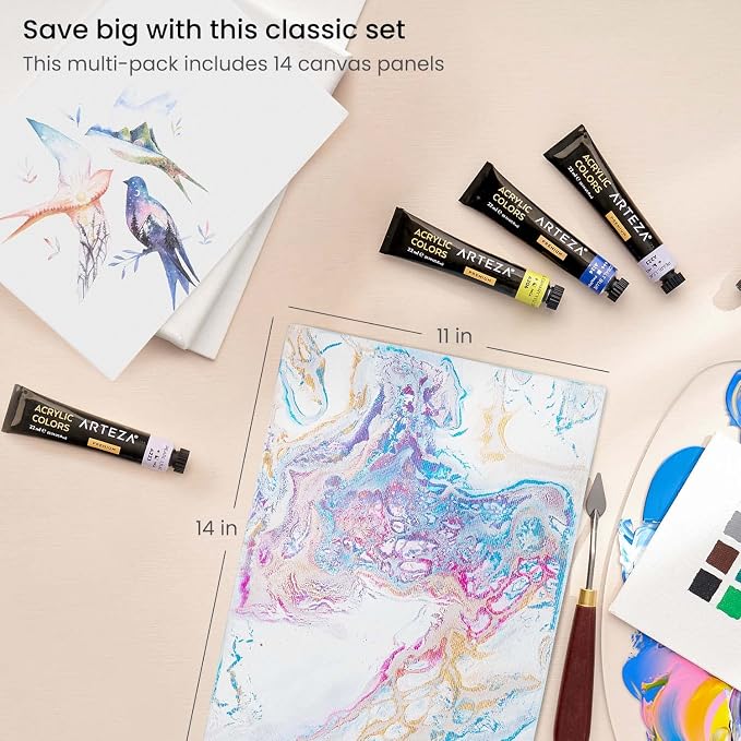 ARTEZA Canvas Boards for Painting, 11 x 14 Inches, Blank White Canvas Panels - Image 3