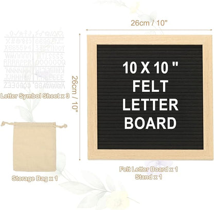 PATIKIL Felt Letter Board, 10x10Inches Black Wooden Changeable Message Board - Image 2