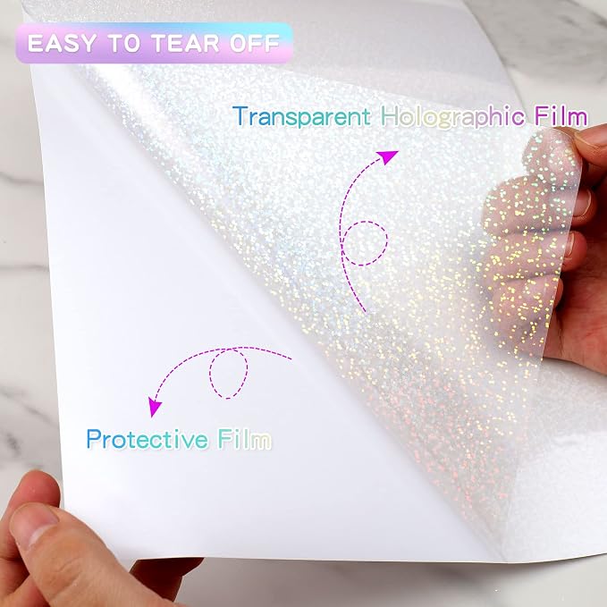 Holographic Sticker Paper, 24 Sheets Transparent Holographic Laminate Vinyl - Image 3