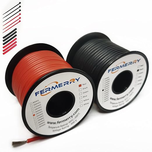 Fermerry 18 AWG Stranded Wire Spool 100ft Each 2 Colors Flexible 18 Gauge by Fermerry+Technology++