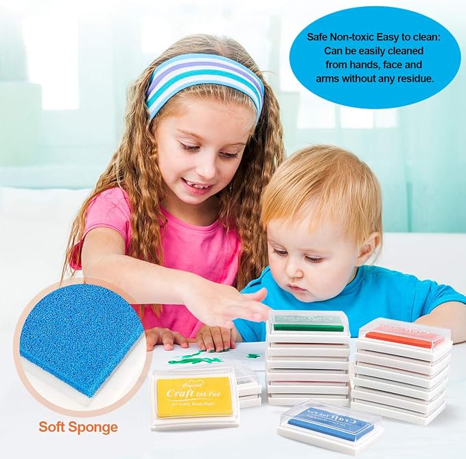 XoreArt Finger Ink Pads for Kids Washable Craft Ink Stamp Pads, 16 Color DIY - Image 6
