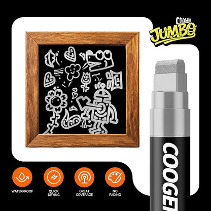 3Pcs Silver Jumbo Poster Markers, 15MM Thick Permanent Acrylic Graffiti Markers - Image 3