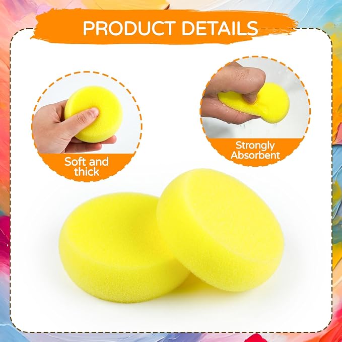 27 Pack Round Painting Sponge, 2.9 Inch Pottery Sponges, Clay Sponge - Image 3