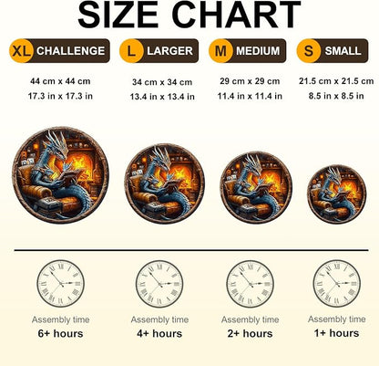 Wooden Puzzles for Adults, Dragon Family Night Reading Wooden Jigsaw Puzzle 450 - Image 5