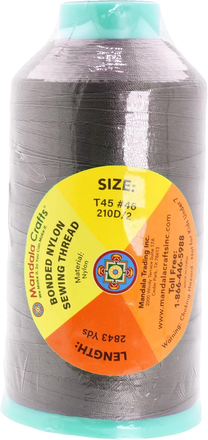 Mandala Crafts Bonded Nylon Thread Taupe Heavy Duty Sewing Threads - Image 3