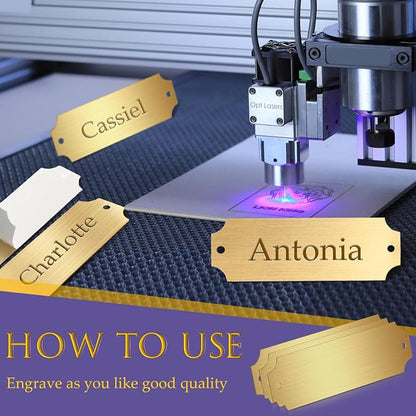 24 Pcs Personalized Name Plates Laser Engraved 1" x 3" Solid Brushed Metal - Image 5