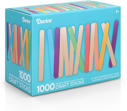 Darice Popsicle Sticks for Crafts, 4.5" 1000 Pcs Combo - Image 2