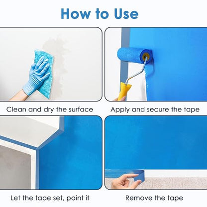 Blue Painters Tape 2 Inch Wide Bulk, 24 Roll Painting Tape Blue Masking Tape - Image 3