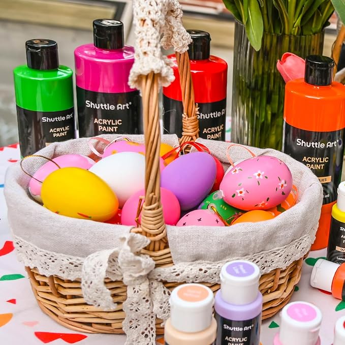 Shuttle Art 18 Colors Acrylic Paint Bottle Set, Rich Pigmented Bulk Painting - Image 9