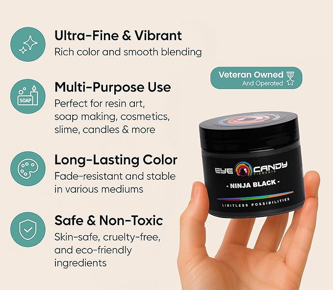 Eye Candy Premium Mica Powder Pigment “Ninja Black” Multipurpose DIY Arts and - Image 4