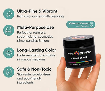 Eye Candy Premium Mica Powder Pigment “Ninja Black” Multipurpose DIY Arts and - Image 4