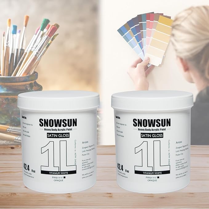 SNOWSUN Basics Titanium White Acrylic Paints, Large Bulk Acrylic Paint Non - Image 6
