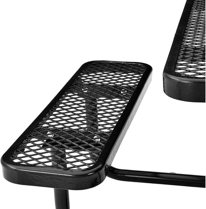 Global Industrial 46" Square Picnic Table, Expanded Metal, Attached Benches - Image 6
