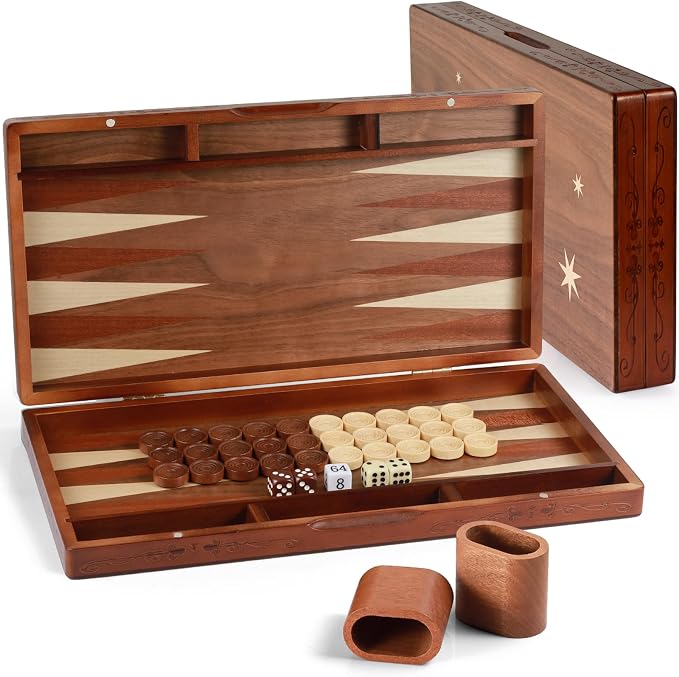 Handcrafted Wooden Backgammon Set, Classic Two-Player Strategy Board Premium - Image 7