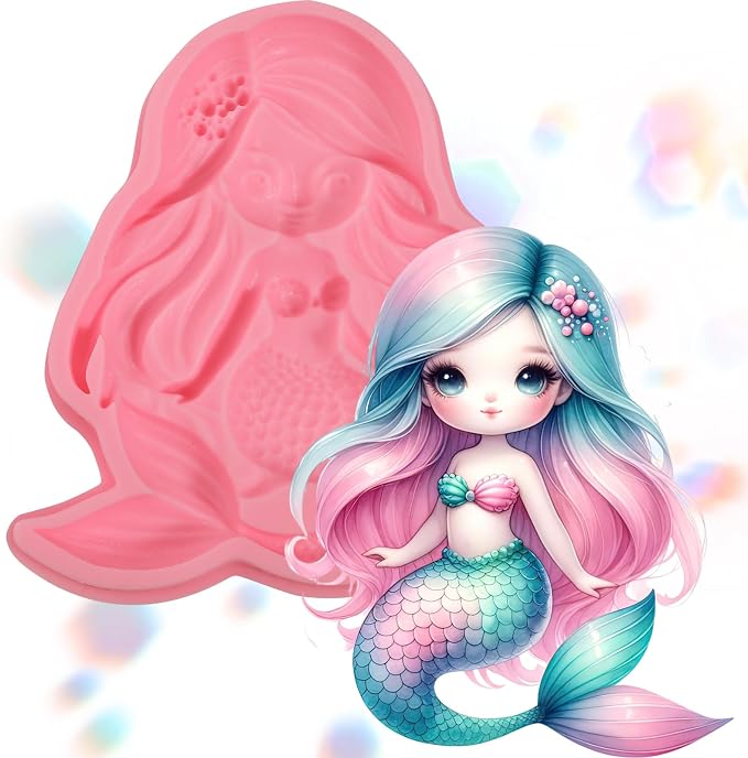 1 Pcs Mermaid Candy Fondant Mold, Reusable Chocolate Silicone Molds by IKOJING