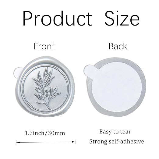 PONATIA Silver Wax Seal Stickers -50pcs Eucalyptus Self- Adhesive Wedding Seal - Image 2