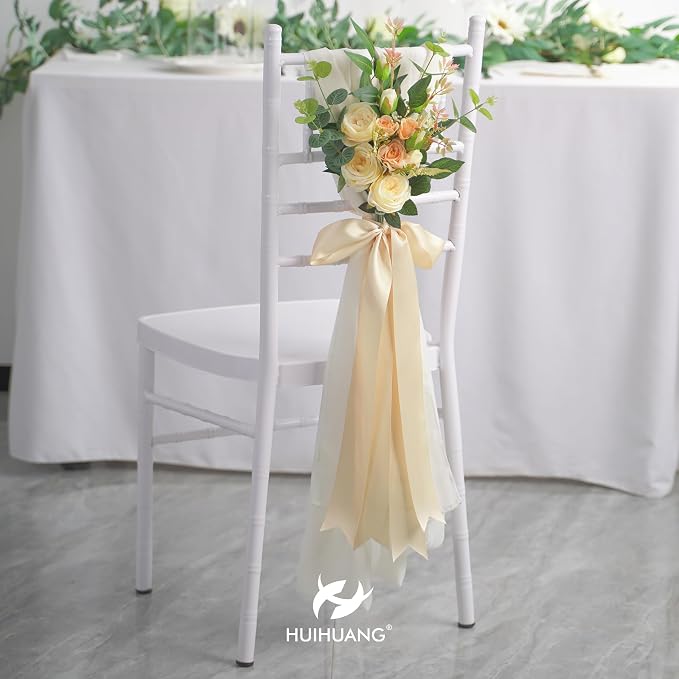 HUIHUANG Champagne Gold Ribbon 2 inch Double-Faced Champagne Satin Ribbon - Image 4