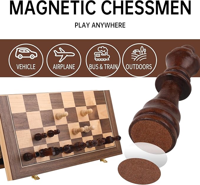Wooden Chess Set with Folding Board - Image 4