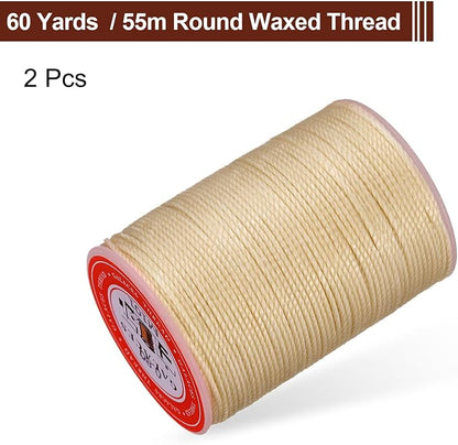 uxcell Round Leather Sewing Waxed Thread, 55m / 60 Yards Polyester Wax String - Image 3
