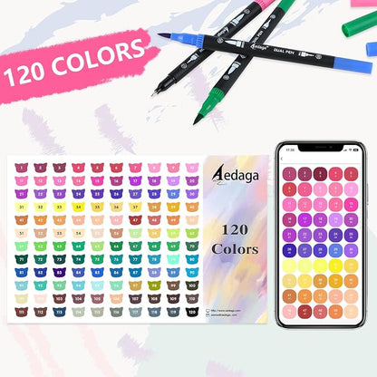 120 Colors Numbered Dual Tip Brush Pens - Image 7
