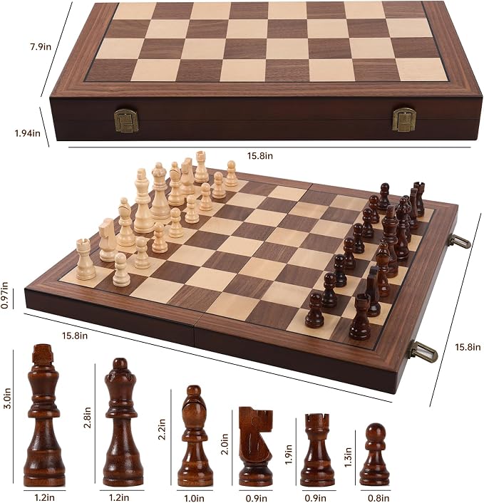 Premium Wooden Chess Set with Protective Carry Bag - Image 5