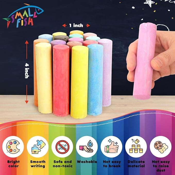 200PCS Washable Sidewalk Chalks Set in 20 Colors: Jumbo Drawing Chalk - Image 3