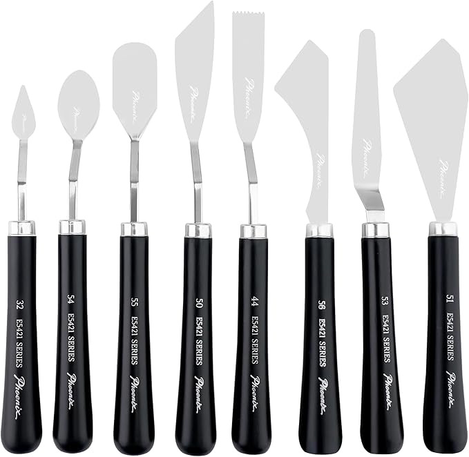 PHOENIX High Flexible Palette Knife Set, 8 Pieces Stainless Steel Painting by PHOENIX