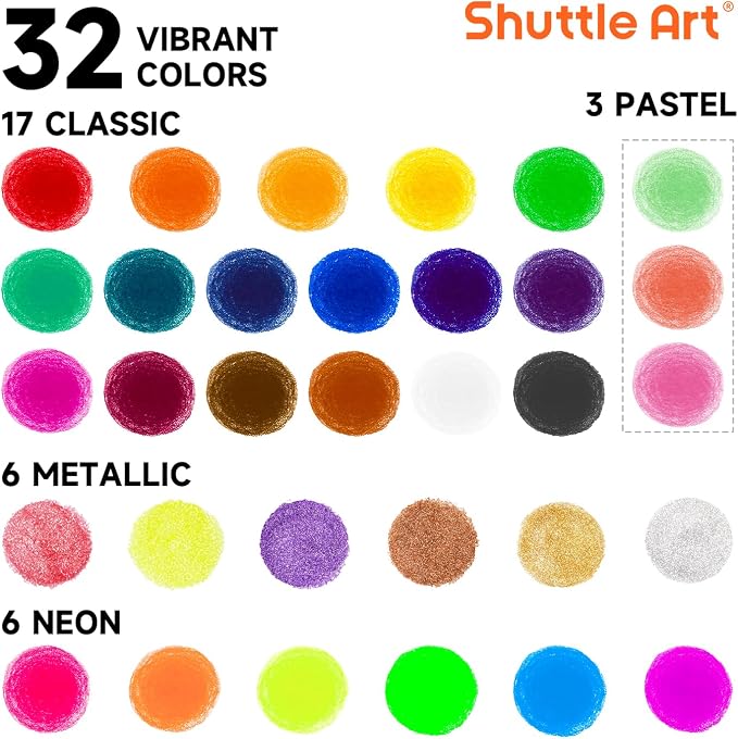 Shuttle Art Tempera Paint Sticks, 32 Colors Solid Tempera Paint - Image 2