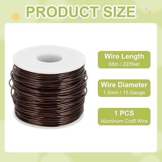 MECCANIXITY 15 Gauge Anodized Aluminum Craft Wire Bendable Bonsai Training Wire - Image 2