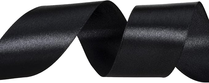 1 1/2 Inch Black Solid Satin Ribbon, 50 Yards Craft Fabric Ribbon - Image 3
