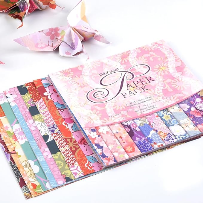 Origami Paper Kit 50 Sheets 70GSM 6 Inch Square Double Sided Color 50 Vivid - Image 4