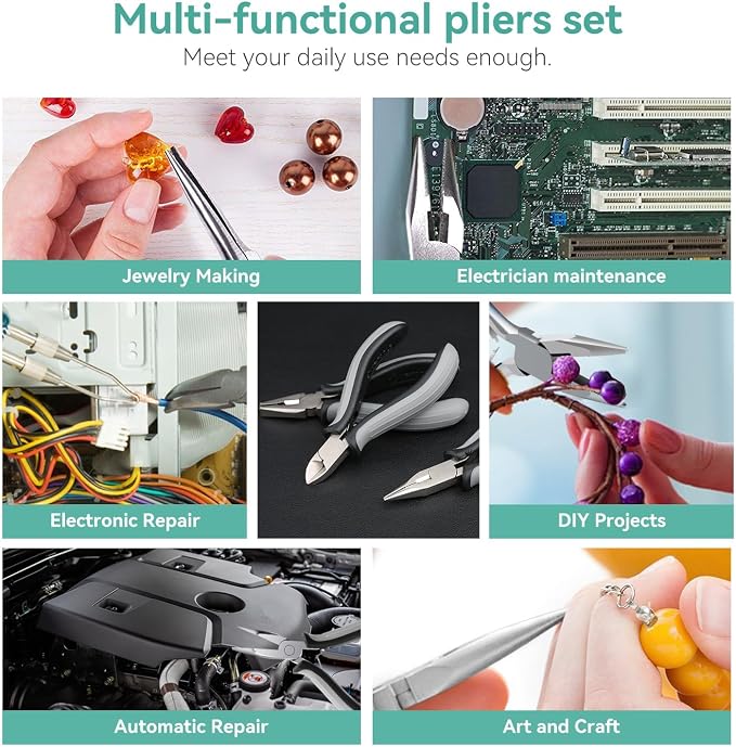 SOONAN 8 Pieces Mini Pliers Set, Jewelry Making Tools - Image 6