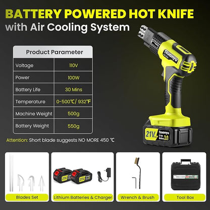 Huanyu Cordless Hot Knife with Temp. Display 100W Max 500℃ 3.0Ah Battery - Image 7