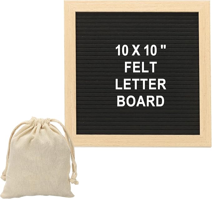 PATIKIL Felt Letter Board, 10x10Inches Black Wooden Changeable Message Board by PATIKIL