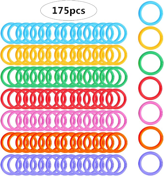 Haploon 175-Pack 1.1" Plastic Binder Clips Plastic Loose Leaf Rings Multi-Color by Haploon