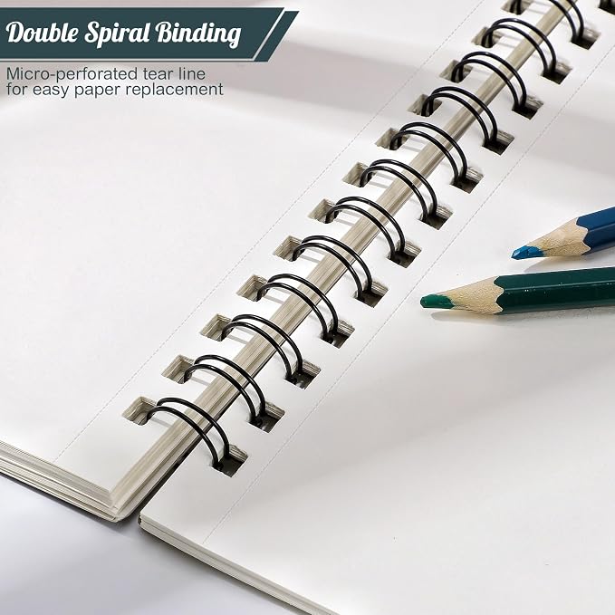 Sketch Book 9×12 inch, Spiral Bound Sketch Pad 50 Sheets, Acid-Free Sketchbook - Image 4