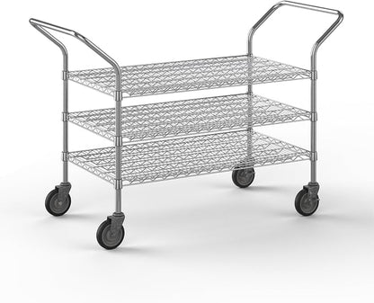 24" W x 42" L x 36" H Chrome Heavy Duty Utility Cart | 3-Tier | NSF Commercial by Regal+Altair