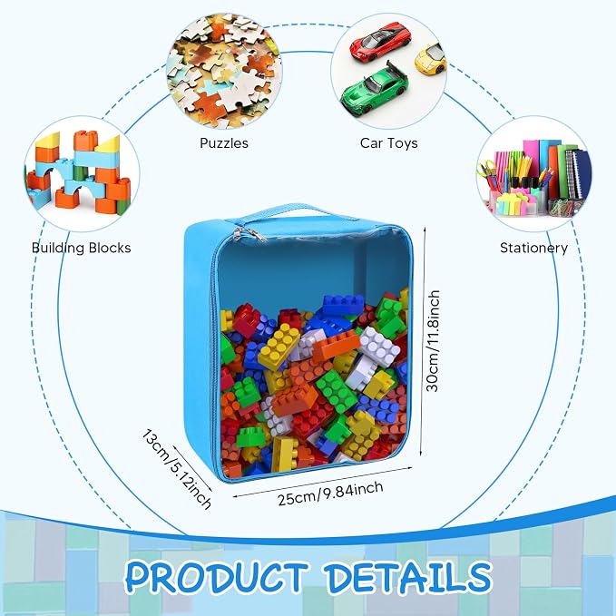 8 Packs Toy Storage Bags with Zipper, Reusable Toy Storage Organizer with - Image 3