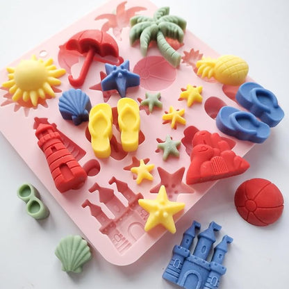 Summer Beach Theme Chocolate Molds, Coconut Tree Sun Shell Starfish Marine Cake - Image 6