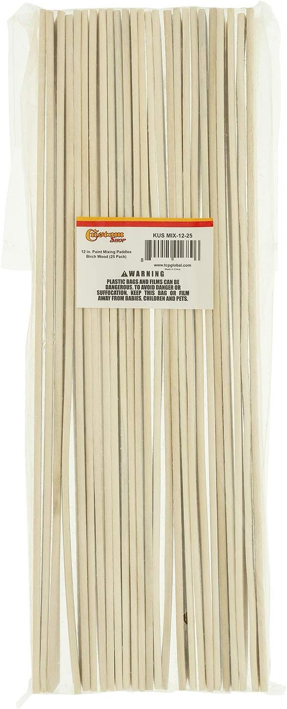 Custom Shop Paint Mix Sticks Pack of 25 Each 12" Birch Paint Mixing Paddles - Image 6
