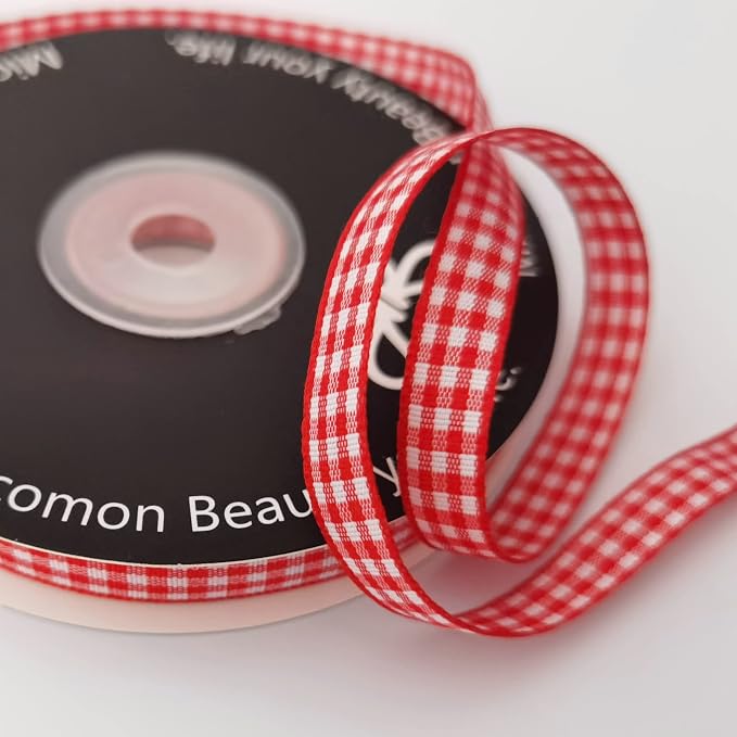 Red and White Gingham Ribbon 25 Yards Each Roll 100% Polyester - Image 7