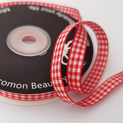 Red and White Gingham Ribbon 25 Yards Each Roll 100% Polyester - Image 6