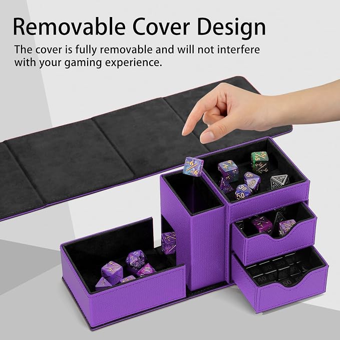 Dice Tower & Dice Tray Storage Box, 3 in 1 Dice Holder Case, Leather Magnetic - Image 3