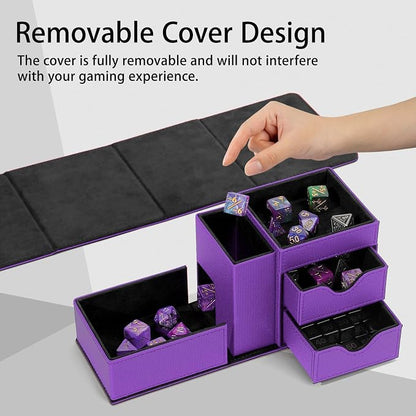 Dice Tower & Dice Tray Storage Box, 3 in 1 Dice Holder Case, Leather Magnetic - Image 3