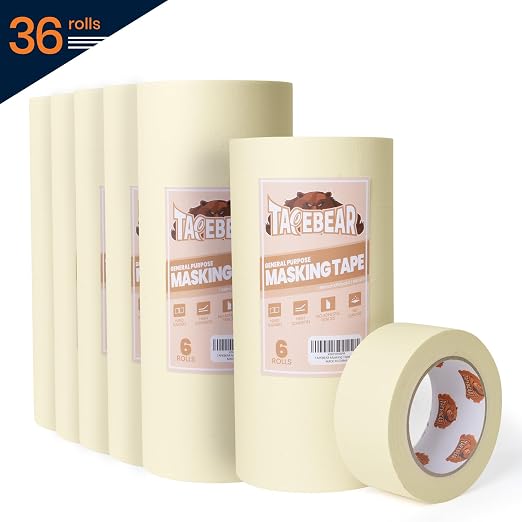 TAPEBEAR General Purpose Masking Tape Beige White 1.88 Inches x 60 Yards - Image 7