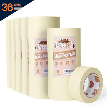 TAPEBEAR General Purpose Masking Tape Beige White 1.88 Inches x 60 Yards - Image 7