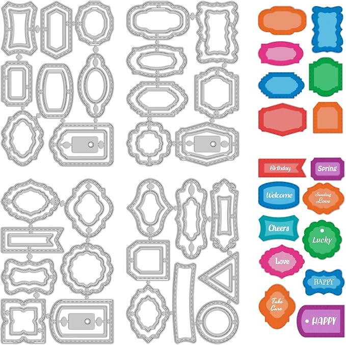 30 Styles Labels Die Cuts for Card Making Backgrounds Frame Metal Cutting Die by TWINKLEMON