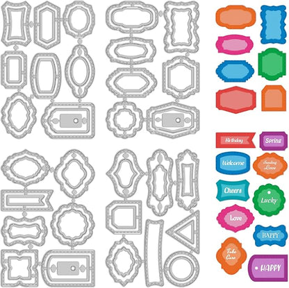 30 Styles Labels Die Cuts for Card Making Backgrounds Frame Metal Cutting Die by TWINKLEMON